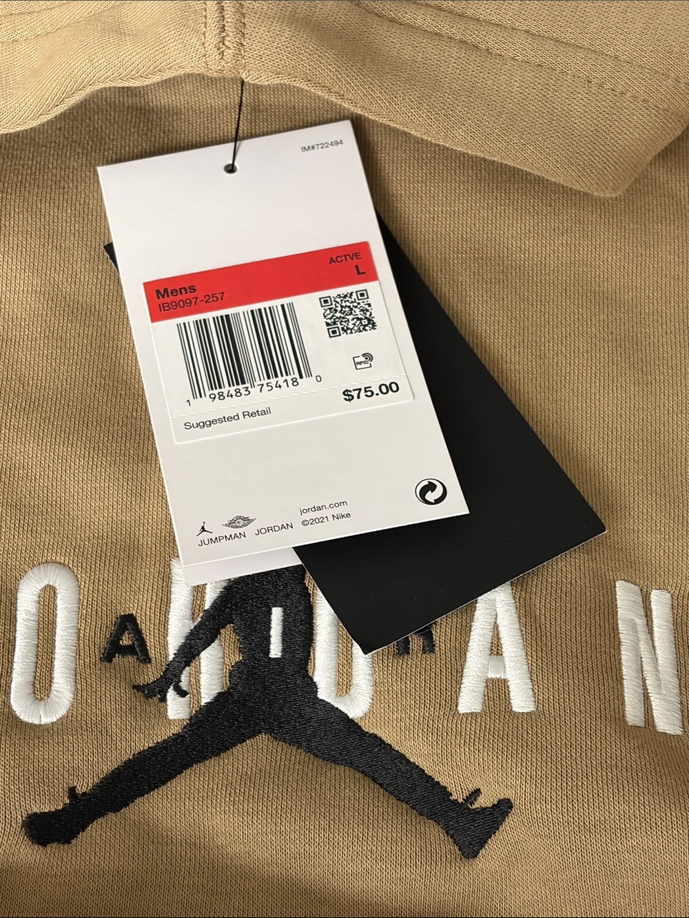 BNWT Jordan Tan Pullover Hoodie - Picture 2 of 3